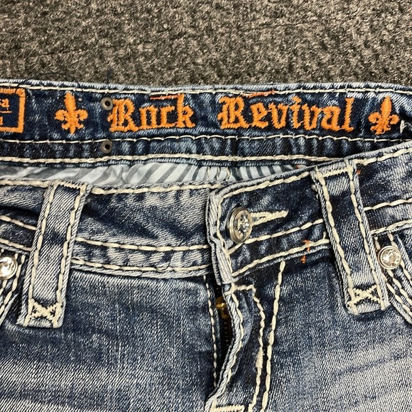 ROCK REVIVAL Rhinestone Nicole Capri Jeans Size 26 Cowgirl Rhinestones Western - Picture 5 of 7